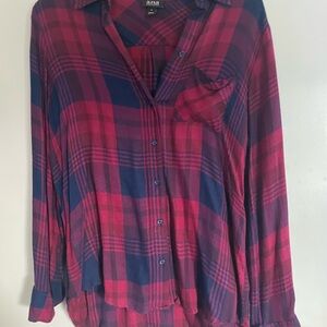 a.n.a Vibrant Plaid Shirt in Red and Blue